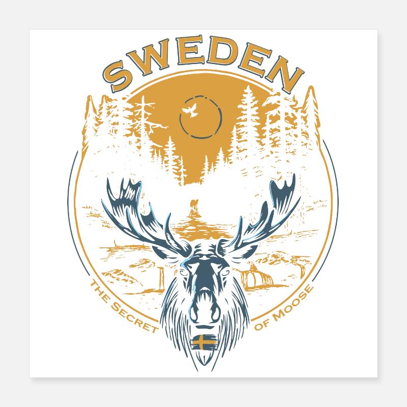 Suède - Orignal - Nature Poster 40 x 40 cm