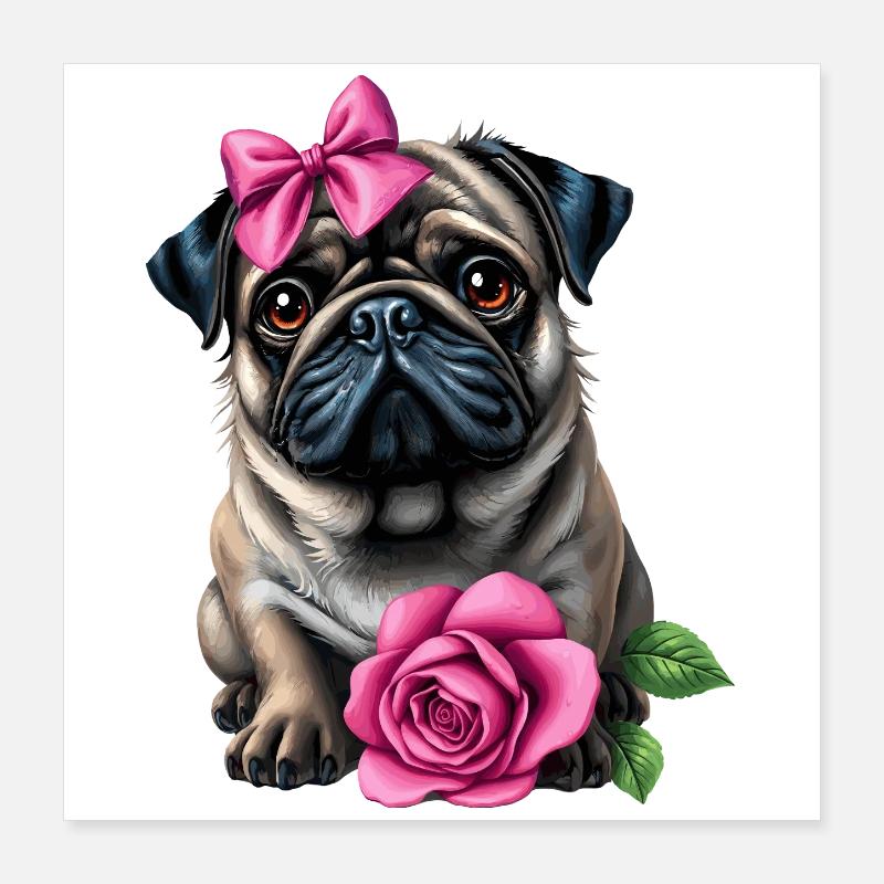 Mops Hund Poster 40x40 cm