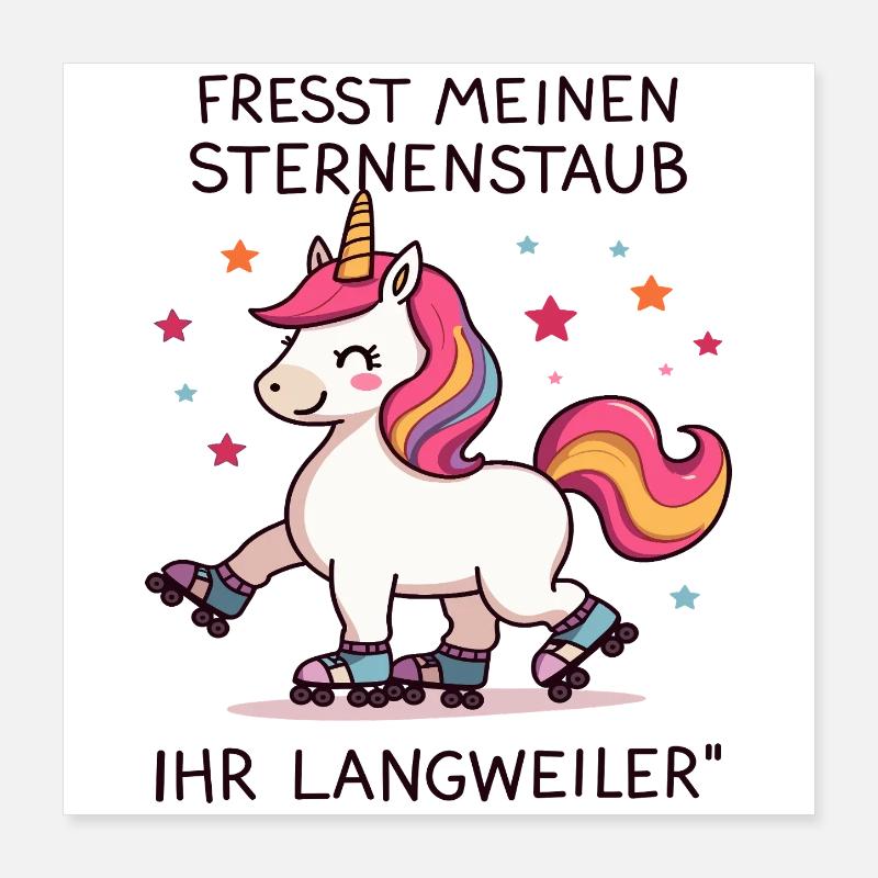 Rollschuh Einhorn Poster 40x40 cm