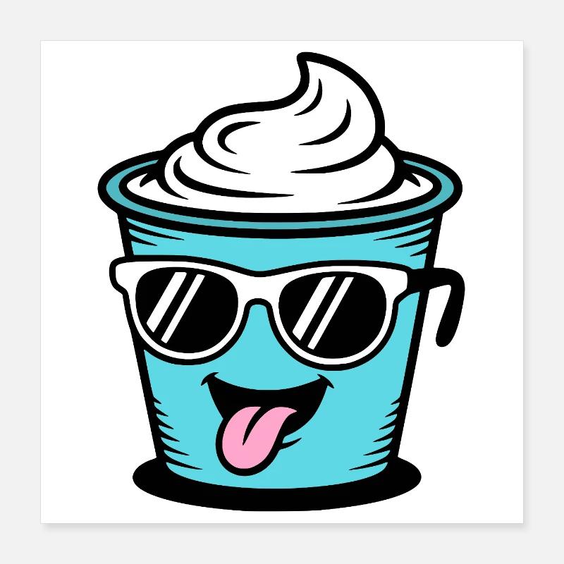 tasses Crème Frech Yaourt Crème Crème Glace Pudding Poster 40 x 40 cm