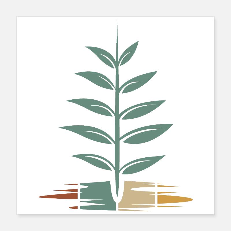 vintage tree with leaves - retro nature icon Poster 16" x 16" (40x40 cm)