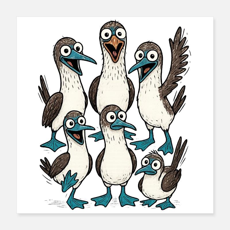 Illustration de dessin animé drôle d'oiseau de mer Poster 40 x 40 cm