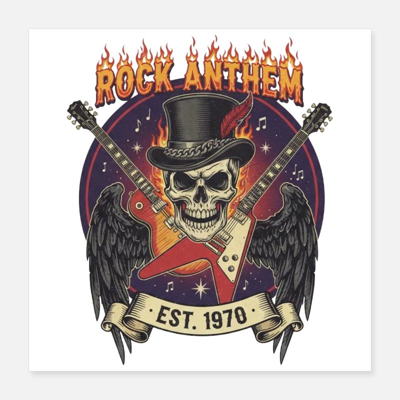 Schädel Rock Anthem 1970 Poster 40x40 cm