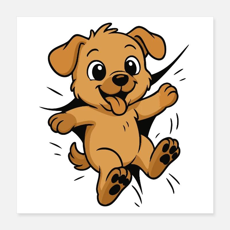 Süßer Comic Hundewelpe – Kinder & Tierfreunde Poster 40x40 cm