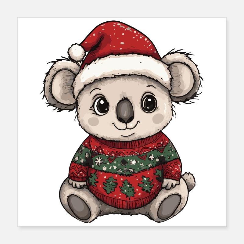 Koala Christmas Xmas Poster 16" x 16" (40x40 cm)