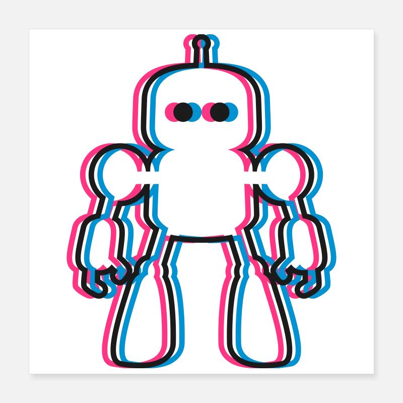 Robot 3D Effect IA Science-Fi Poster 40 x 40 cm