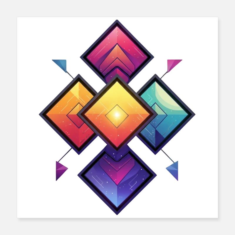 Regenbogen Diamant Kaleido Poster 40x40 cm