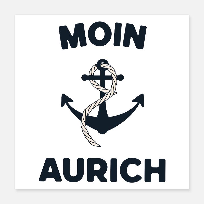 Moin Aurich – Maritimes Anker-Design Poster 40x40 cm