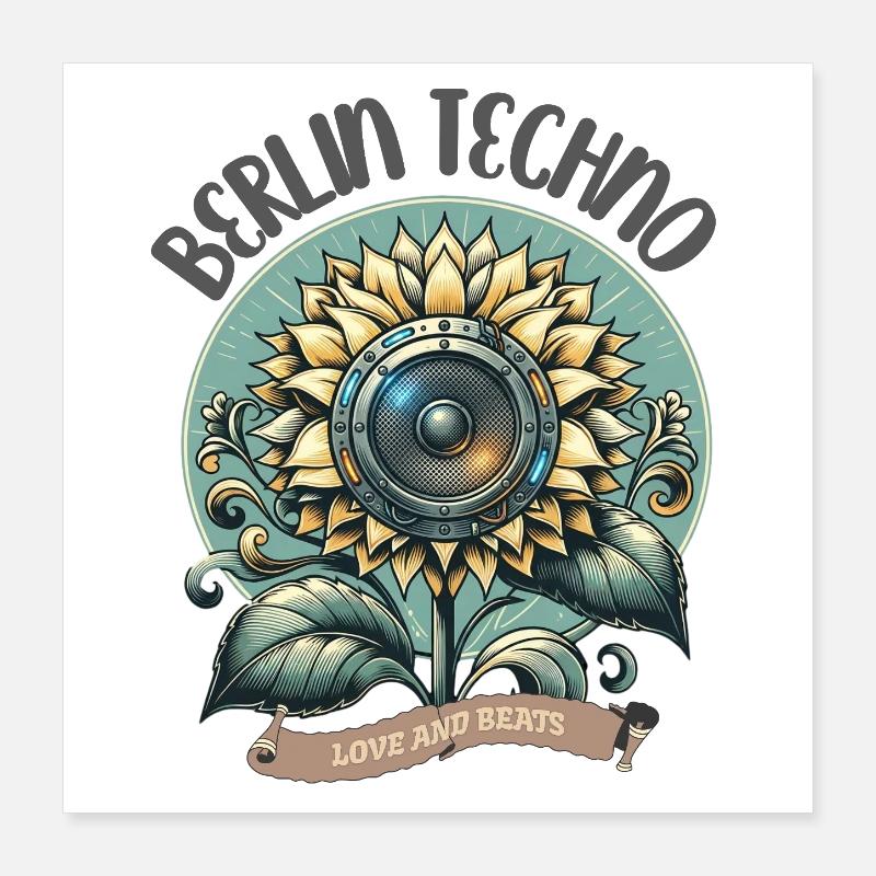 Berlin Techno - Amour et Beats Poster 40 x 40 cm
