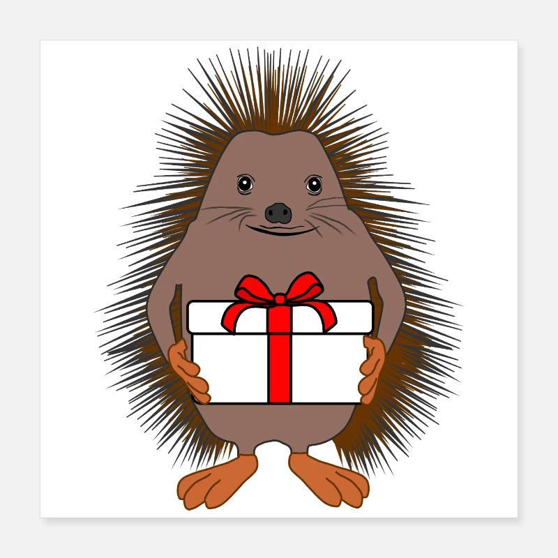 Cadeau de Hérisson Joyeux – Une Surprise Mignonne Poster 40 x 40 cm