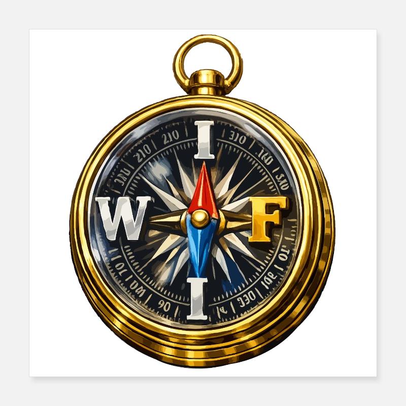 Boussole avec WIFI Poster 40 x 40 cm