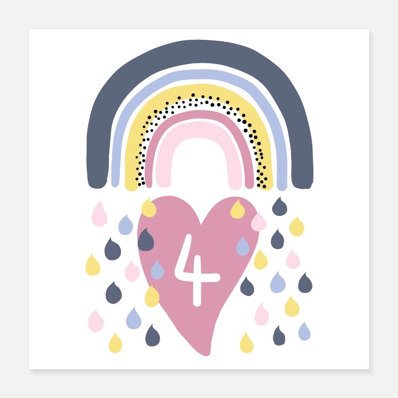 Rainbow 4ème anniversaire Poster 40 x 40 cm