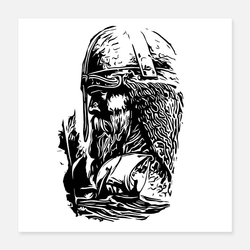Vikings with ship Poster 16" x 16" (40x40 cm)
