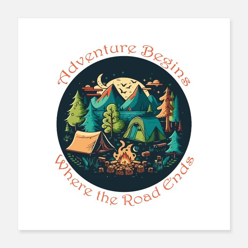 Abenteuer Beginnt Am Pfadende Poster 40x40 cm