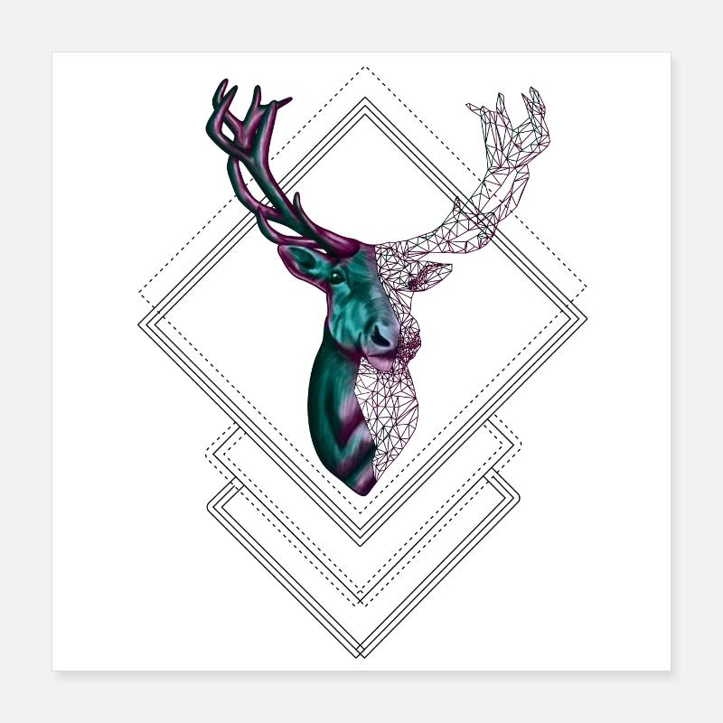 Cerf géométrique – Conception moderne de la nature Poster 40 x 40 cm