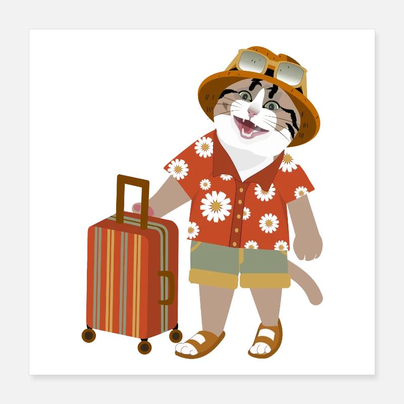Humeur de voyage de chat Poster 40 x 40 cm