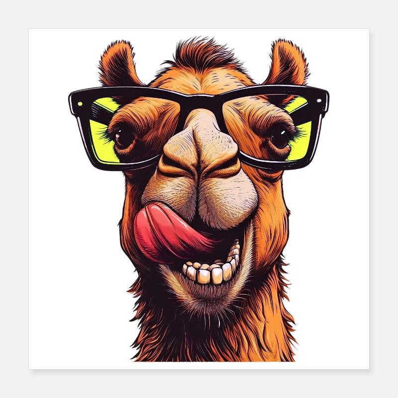 Camel avec lunettes de soleil Poster 40 x 40 cm