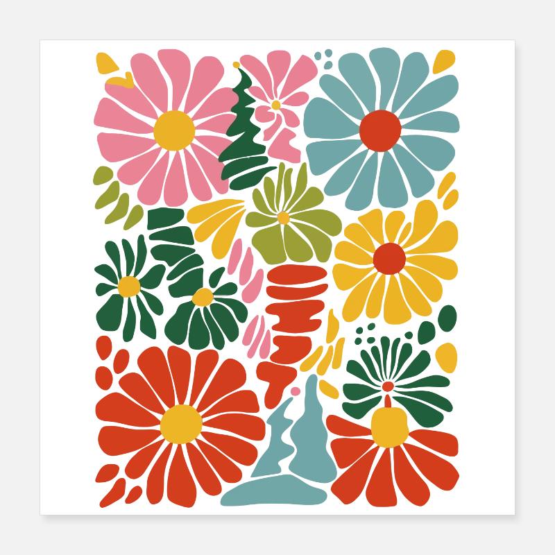 Lebendige blumige Explosion Poster 40x40 cm