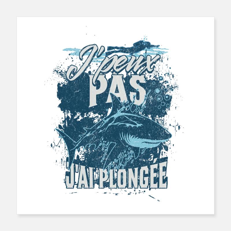 Plongee Shark Design Poster 40 x 40 cm