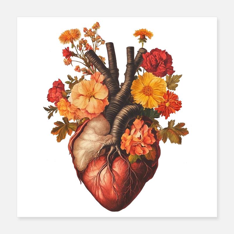 Flower Heart Poster 40x40 cm