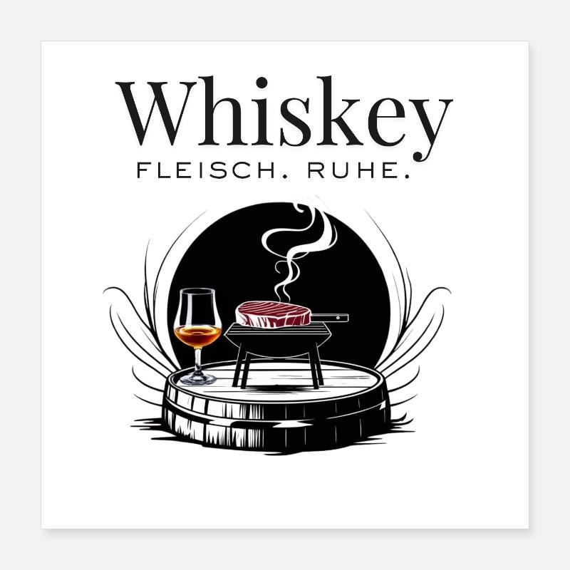 Whiskey & Meat – Enjoy Quietly Poster 16" x 16" (40x40 cm)
