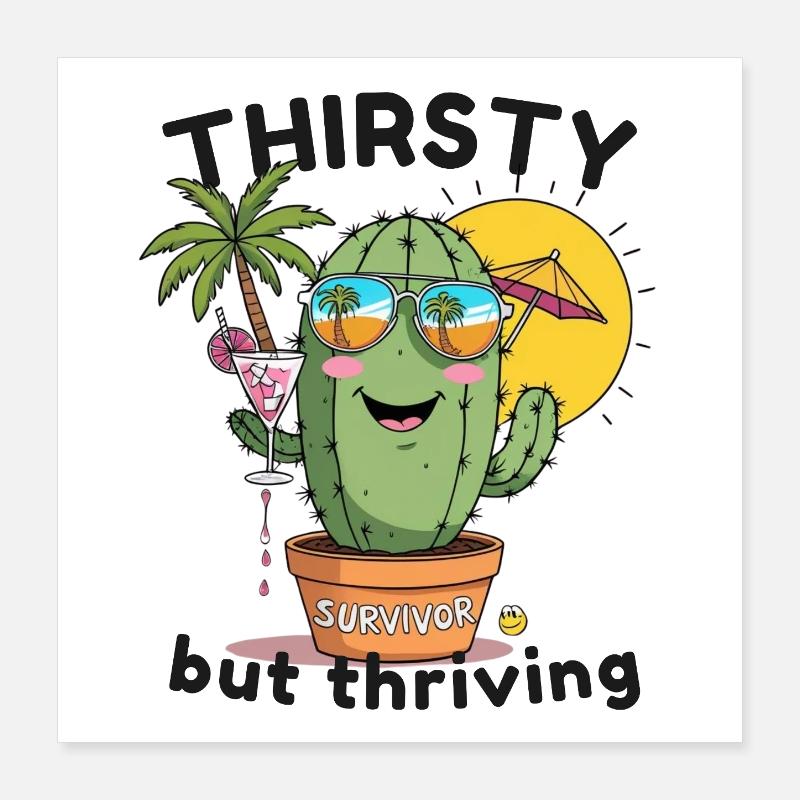 Cactus Vibes – Dry, Cool & Alive Poster 16" x 16" (40x40 cm)