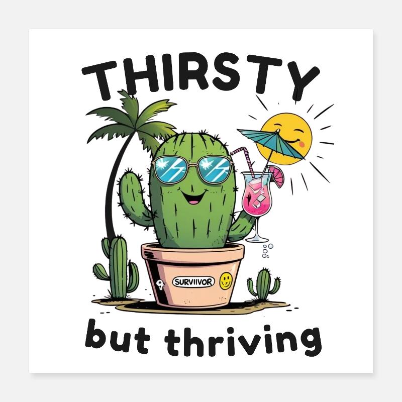 Cactus Vibes – Dry, Cool & Alive Poster 16" x 16" (40x40 cm)