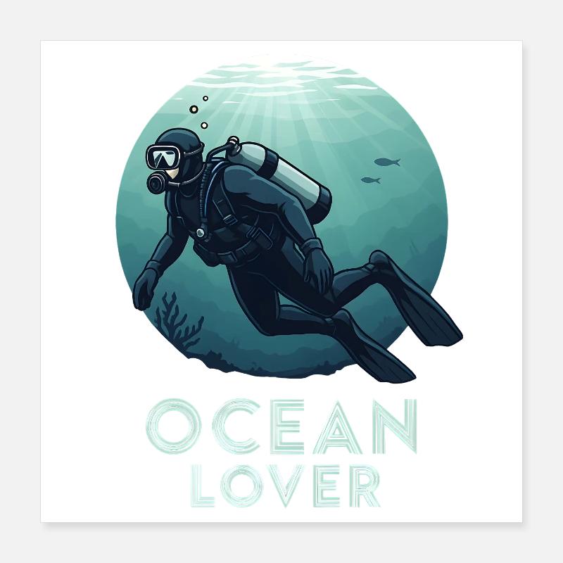 Ocean Lover Taucher Poster 40x40 cm