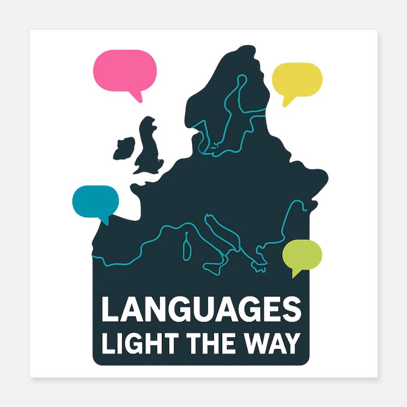 Languages light the way Languages Europe Poster 16" x 16" (40x40 cm)