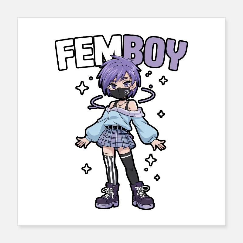 Femboy im Emo-Look mit Glitzer Poster 40x40 cm