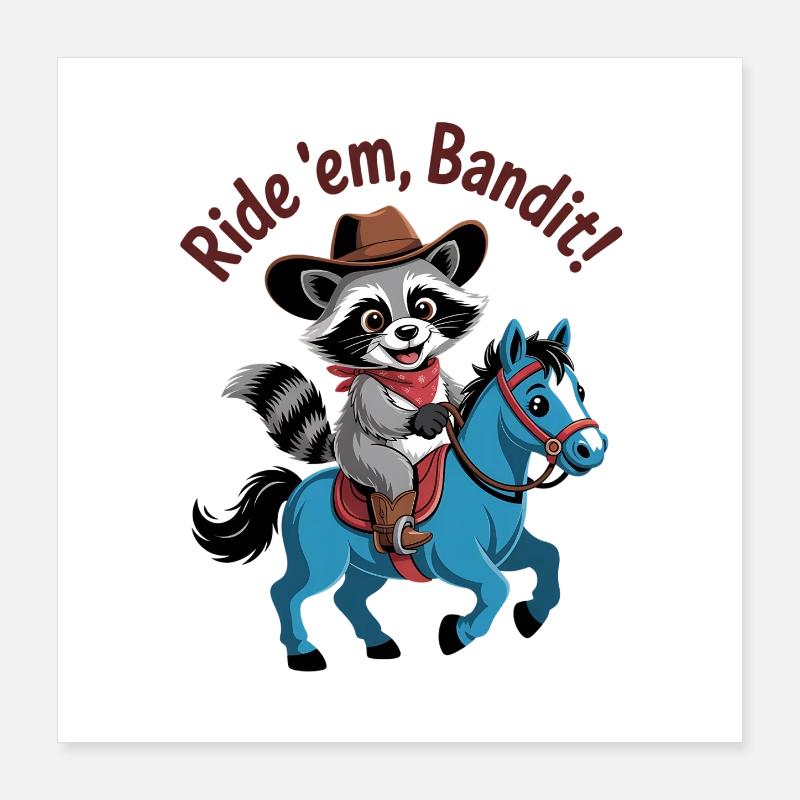 Riding Bandit Raccoon Poster 16" x 16" (40x40 cm)
