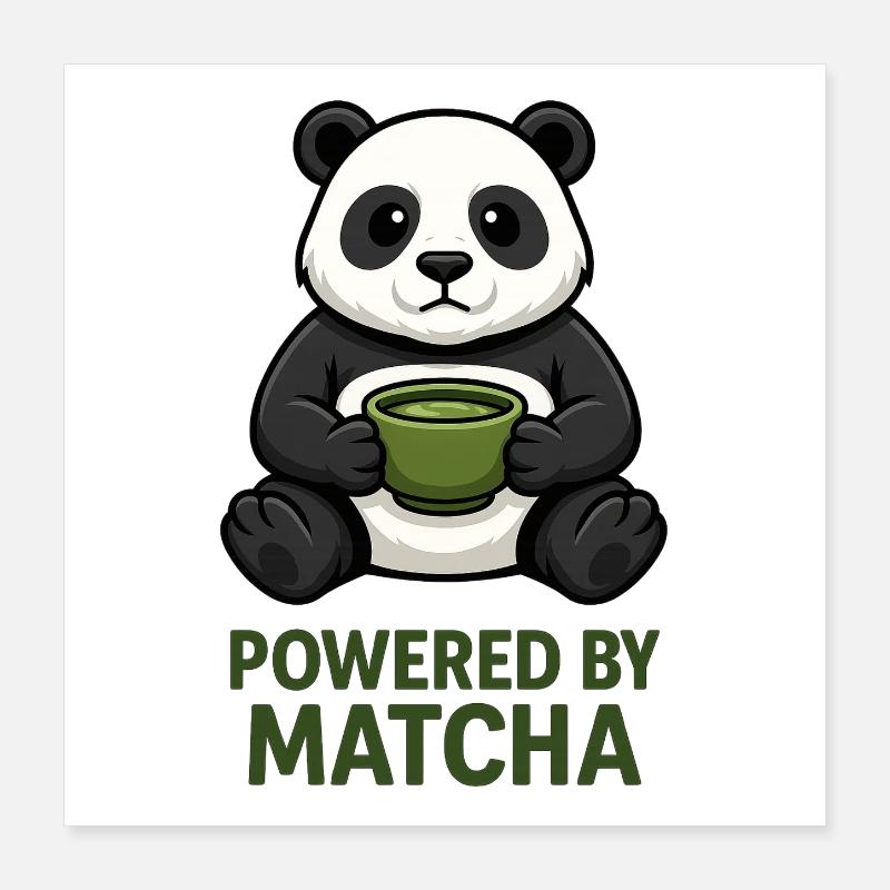 Panda mit Matcha-Becher Poster 40x40 cm