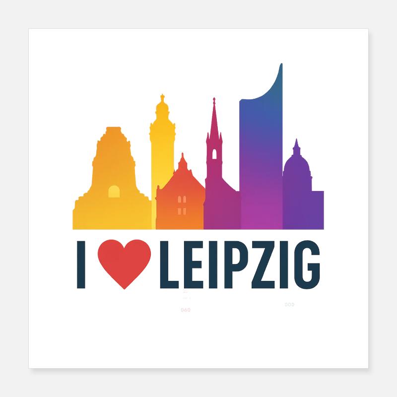 Leipzig Skyline Amour du cœur Poster 40 x 40 cm