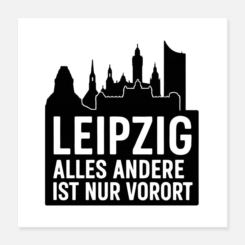 Leipzig Skyline Silhouette Text Design Stadt  Poster 40x40 cm