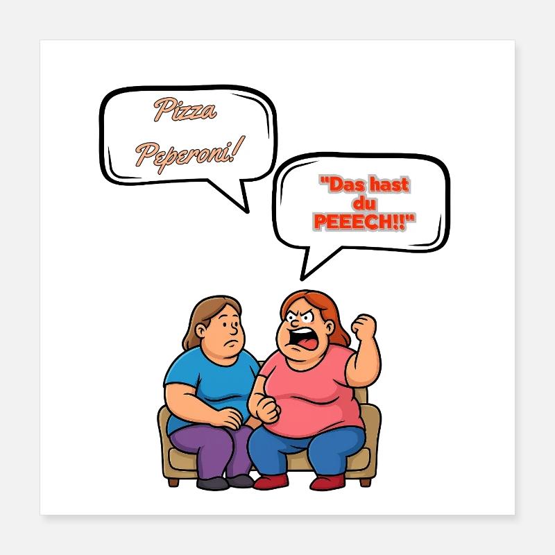Pizza Peperoni Streit Poster 40x40 cm