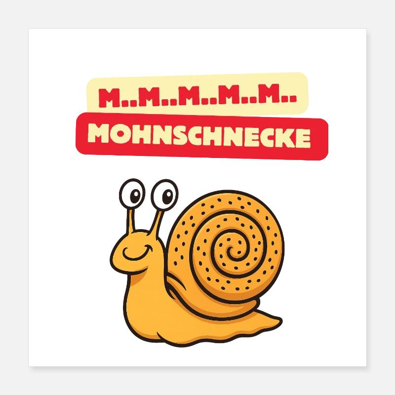 Mmm Dessin animé de l’escargot coquelicot Poster 40 x 40 cm