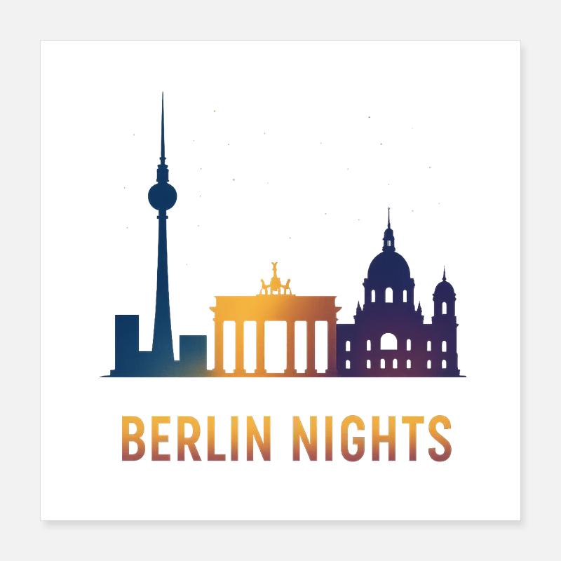 Skyline de la nuit de Berlin Poster 40 x 40 cm