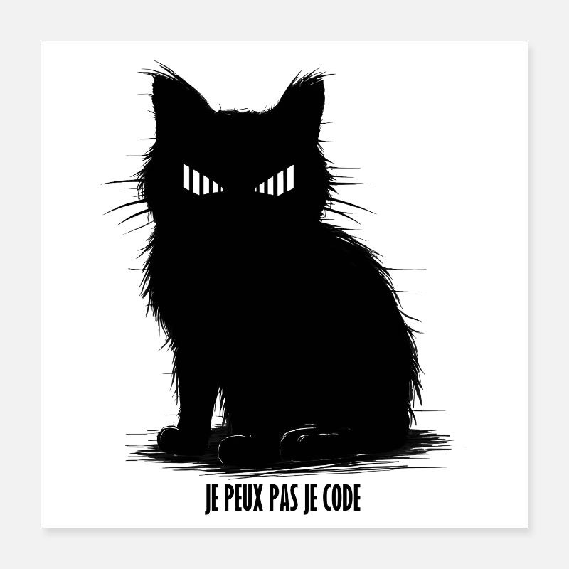Schwarze Geek-Katze mit wilder Silhouette Poster 40x40 cm