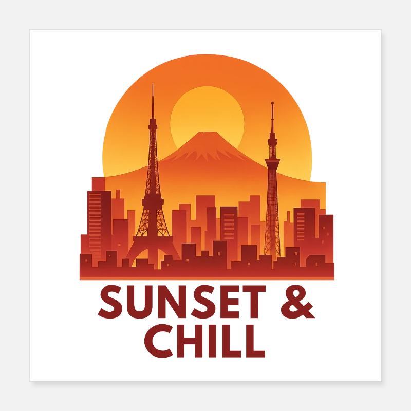 Tranquillité de Sunset City Poster 40 x 40 cm