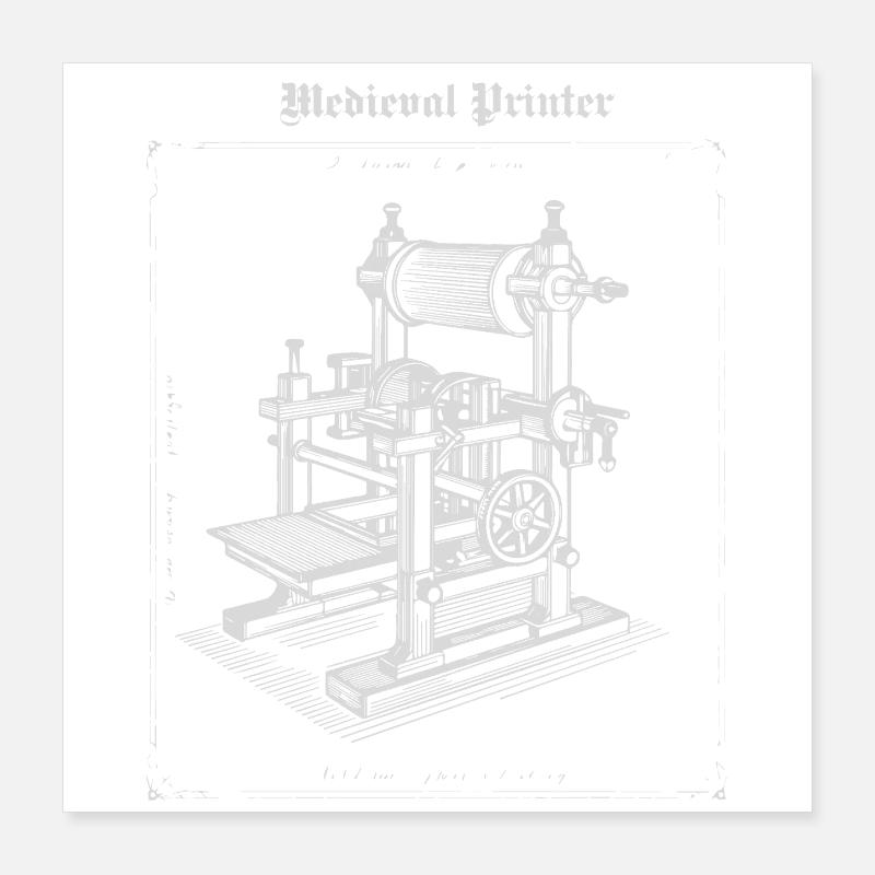 Illustration de machine d’imprimante antique Poster 40 x 40 cm