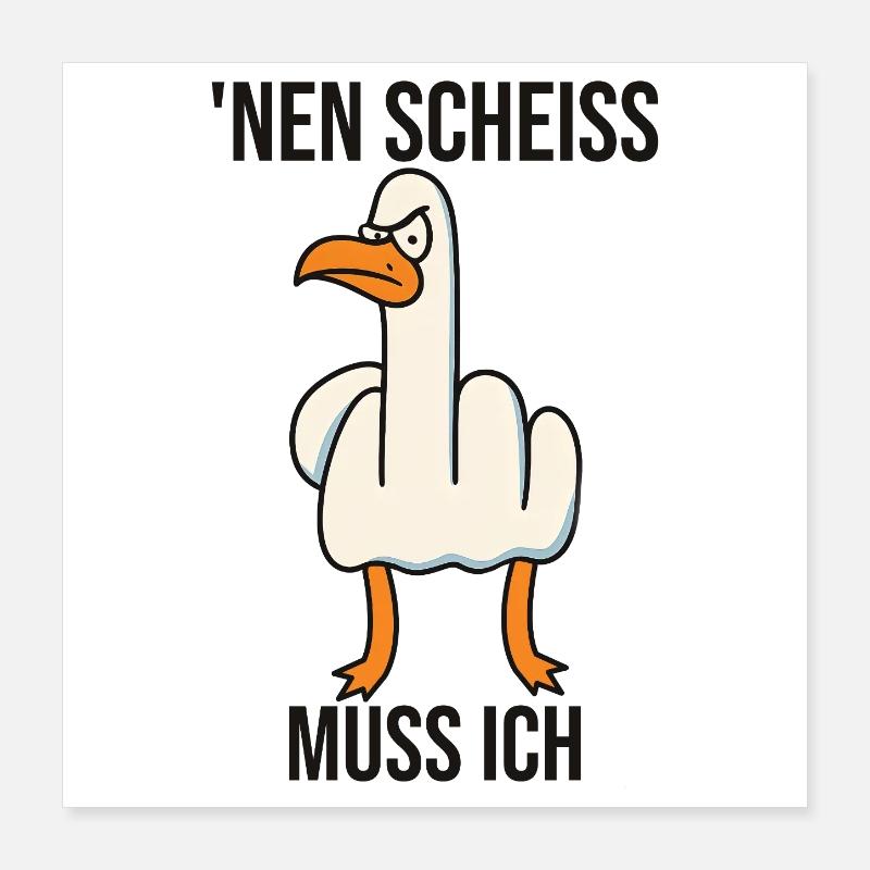 Mittelfinger Gans lustige Bilder, Sarkasmus Poster 40x40 cm