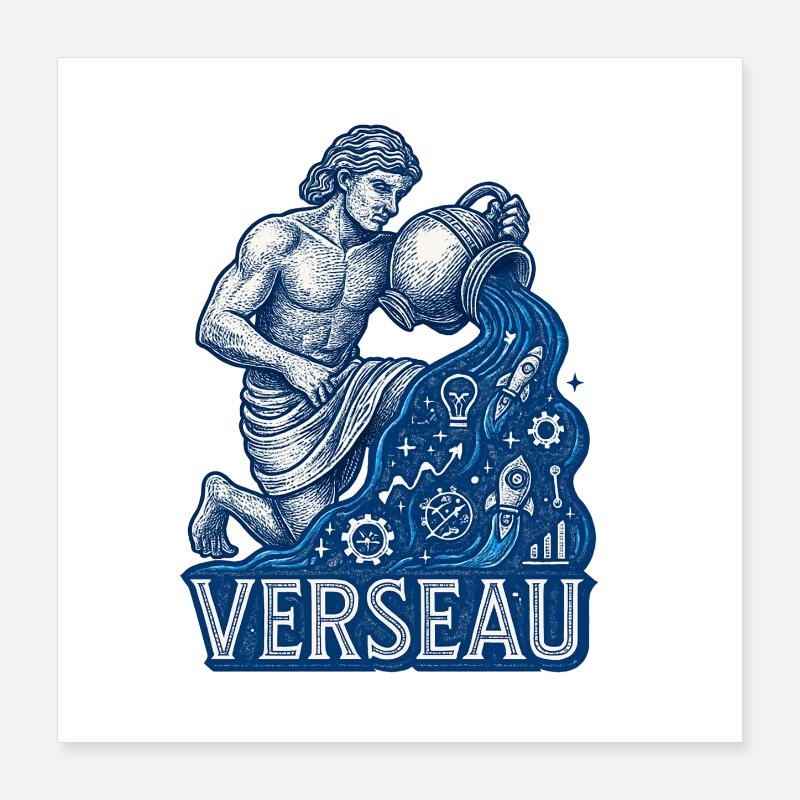 Wassermann Sternzeichen - Astrologie Poster 40x40 cm