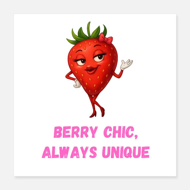 fraise baie chic dessin animé unique Poster 40 x 40 cm