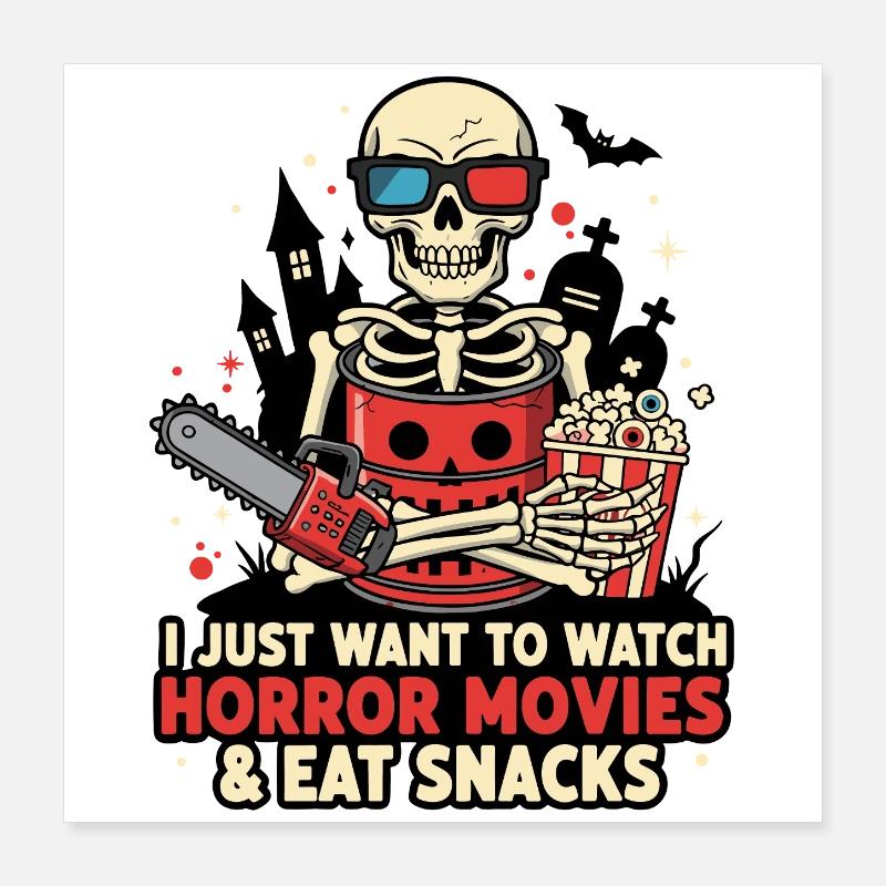 Skeleton Popcorn Horror Snack Poster 16" x 16" (40x40 cm)