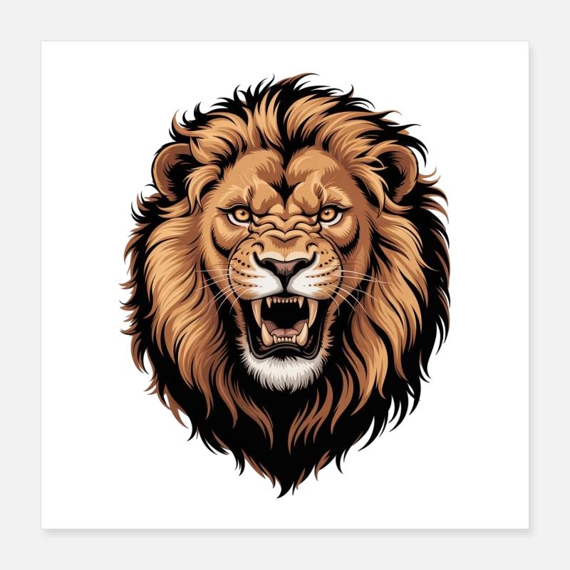 Flammender Vektor Löwe Poster 40x40 cm