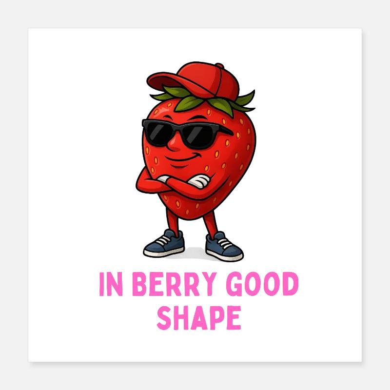 In Berry Good Shape Erdbeere mit Sonnenbrille Poster 40x40 cm