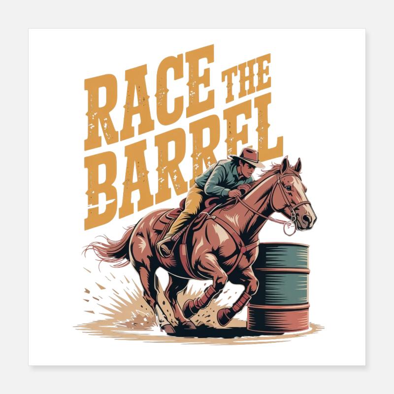 Rodeo Barrel Sprint Poster 40x40 cm