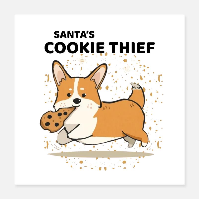Le voleur de biscuits du Père Noël Corgi Poster 40 x 40 cm