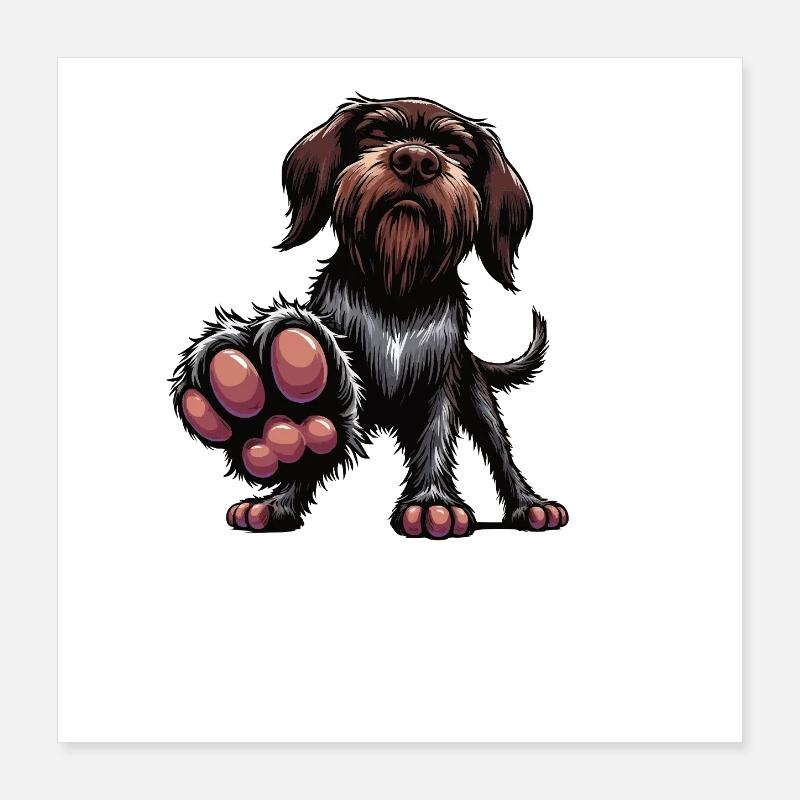 Sprich mit der Pfote Deutsch Drahthaar Drahthaare Poster 40x40 cm