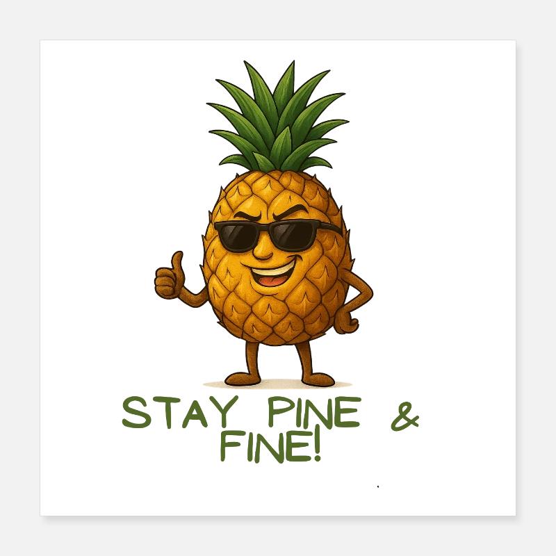 Stay Pine & Fine Ananas Poster 40x40 cm